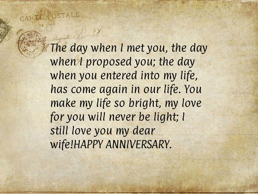 Wedding anniversary message to wife