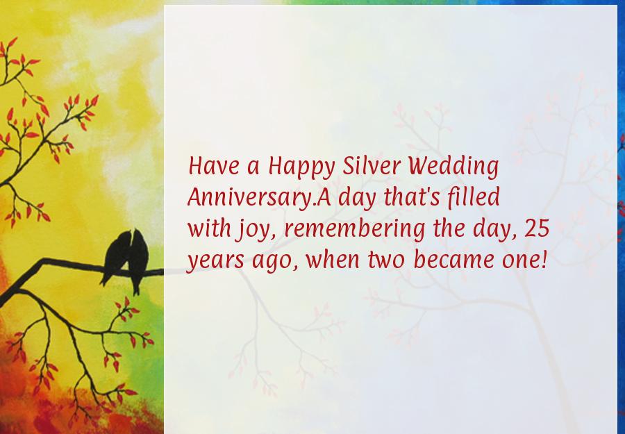 25th wedding anniversary wishes or messages